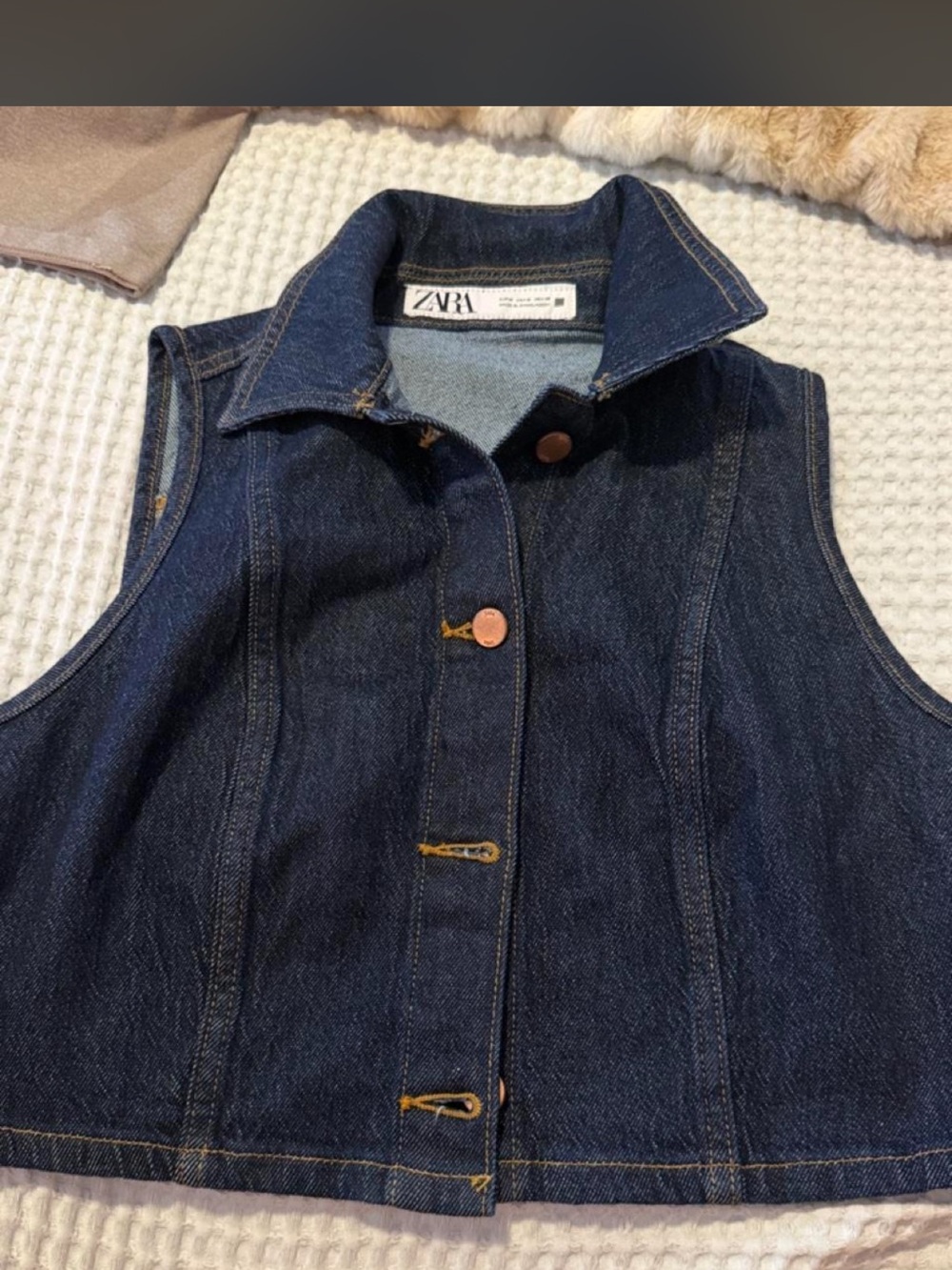 Zara Denim Cropped Vest